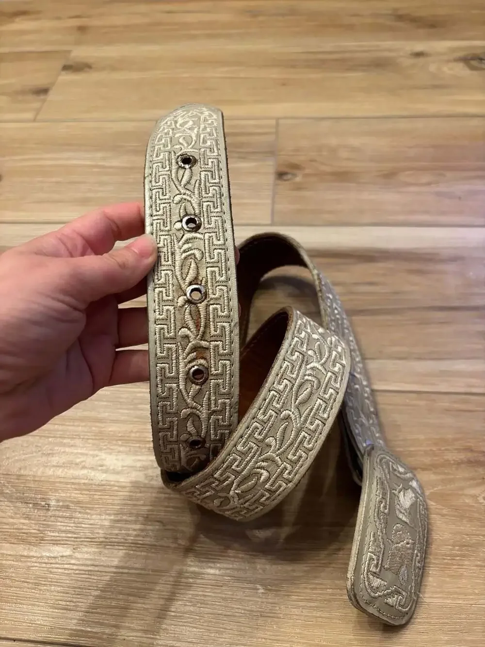 Horse Mexican Piteado Style Embroidered Leather Charro Belt